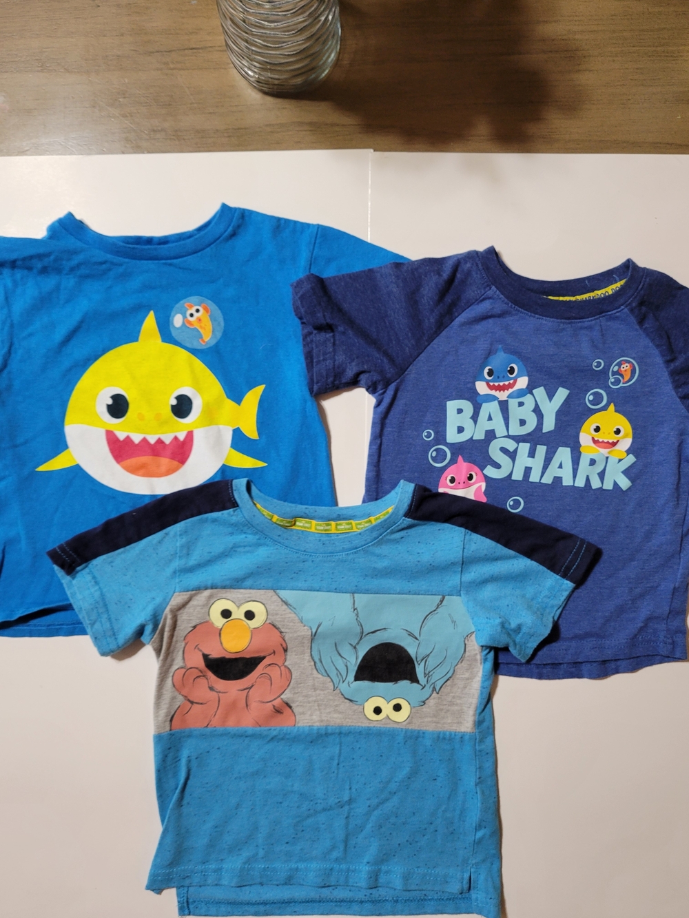 Toddler Boys Baby Shark & Sesame Street T-Shirt Bundle Size 4T Lot of 3
